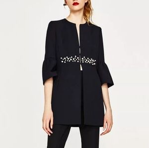 Zara Frock Coat with Faux Pearls - Size L